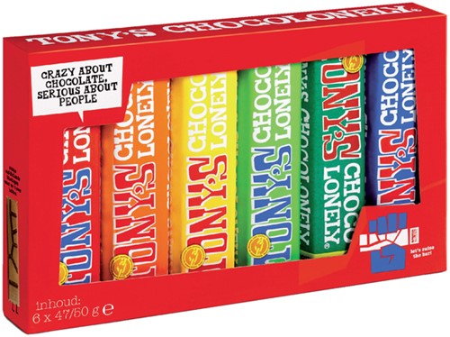 Chocolade Tony's Chocolonely reepjes 47gr assorti pk/6