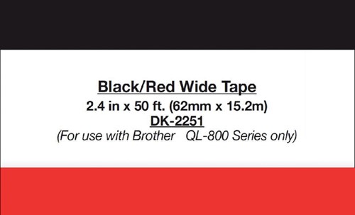 Etiket Brother  62mmx15.24m continue lengte zwart/rood DK-22251-3