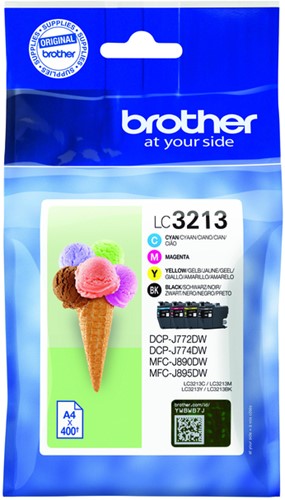 Inkcartridge Brother LC-3213 zwart + 3 kleuren