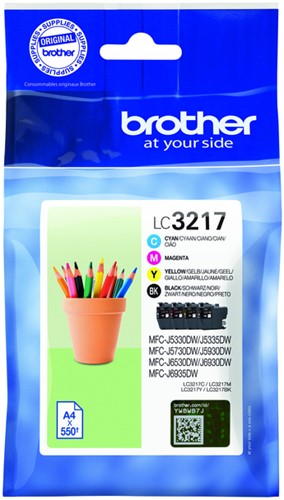 Inkcartridge Brother LC-3217 zwart + 3 kleuren