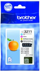 Inkcartridge Brother LC-3211 zwart + 3 kleuren