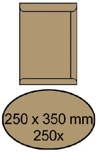 Envelop akte IEZZY 250x350mm zelfklevend 90gr bruin 250stuks