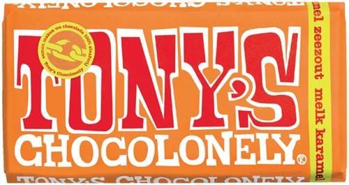 Chocolade Tony's Chocolonely reep 180gr karamel zeezout