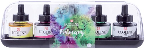 Inkt Talens Ecoline met pipet primary set 5x30ml assorti