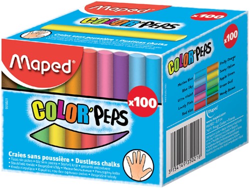 Schoolbordkrijt Maped Color'Peps gekleurd ds/100