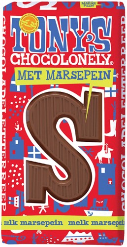 Chocolade Tony's Chocolonely letterreep 180gr melk marsepein