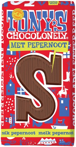 Chocolade Tony's Chocolonely letterreep 180gr melk pepernoot