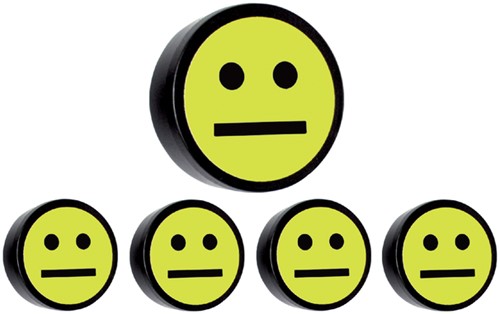 Magneet Smiley 35mm emotie neutraal geel pak/5