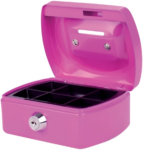 Geldkist 125x95x60mm met gleuf roze