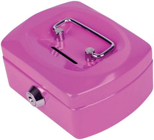Geldkist 125x95x60mm met gleuf roze-2