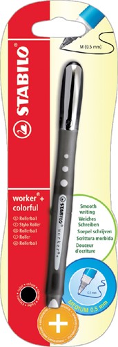 Rollerpen STABILO worker 0.5mm colorful zwart blister