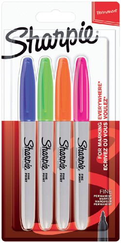 Viltstift Sharpie rond fun 0.9mm assorti pk/4