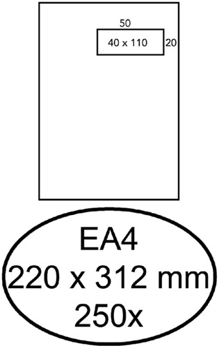Enveloppen akte 220x312mm Hermes venster rechts zelfklevend ds/250