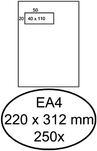 Enveloppen akte 220x312mm Hermes venster links zelfklevend ds/250