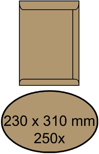 Envelop akte IEZZY 230x310mm zelfklevend 90gr bruin 250stuks