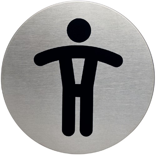 Deurplaatje zelfklevend ø83mm - WC heren