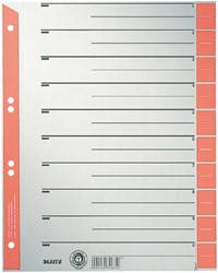 Scheidingsbladen Leitz A4 karton 230gr 6-gaats rood