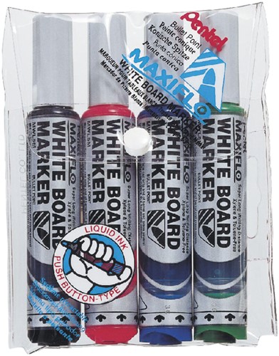 Viltstift Pentel Maxiflo MWL5M whiteboard assorti pk/4