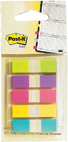 Indextabs 3M Post-it 6835CB split 12mm assorti pak/100