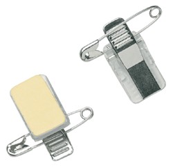 Zelfklevende badge met clip en speld