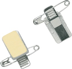 Zelfklevende badge met clip en speld