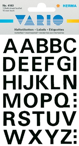 Etiket Herma 4163 15mm letters A-Z zwart