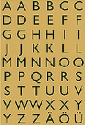 Etiket Herma 4145 13x12mm letters A-Z zwart op goud