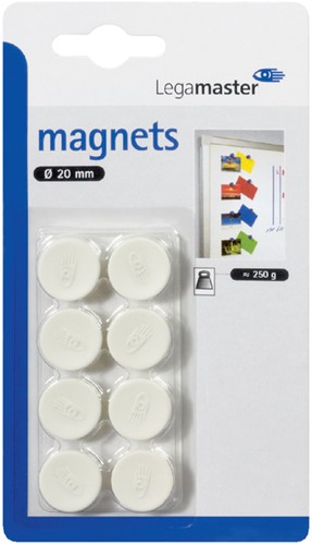 Magneet Legamaster 20mm 250gr wit pk/8