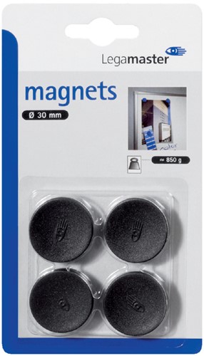 Magneet Legamaster 30mm 850gr zwart pk/4