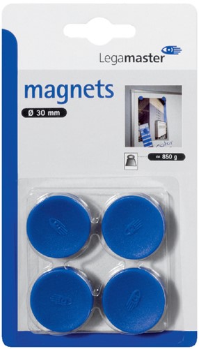 Magneten 30mm Legamaster 850gr blauw pk/4