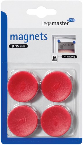 Magneet Legamaster 30mm 850gr rood pk/4