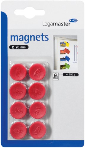 Magneet Legamaster 20mm 250gr rood pk/8