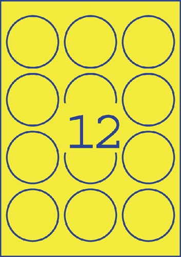 Etiket A4 rond 63,5mm Avery L7670-25 ds/300 neon geel-2
