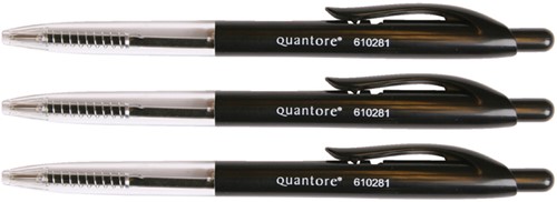 Balpen Quantore met drukknop zwart