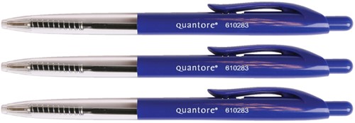 Balpen Quantore met drukknop blauw