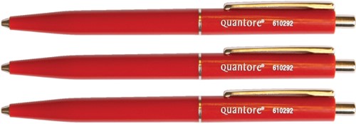 Balpen Quantore knop/metalen clip rood