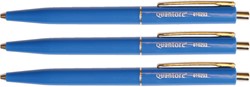 Balpen Quantore knop/metalen clip blauw