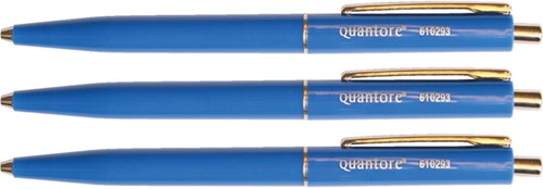 Balpen Quantore knop/metalen clip blauw