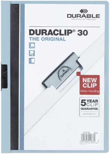 Klemmap A4 Duraclip 2200 30 vel l.blauw
