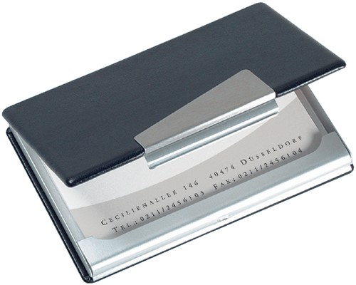 Visitekaartdoosje Sigel VZ131 aluminium/leer
