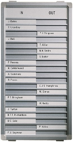 Aan-/afwezigheidsbord 30 namen