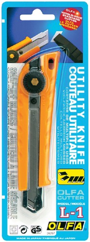 Snijmes Olfa L1 geel 18mm met metalen houder