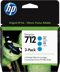 Inktcartridge HP 3ED77A (712) 3 pack cyaan