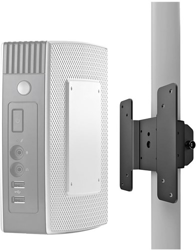 Bevestigingsbeugel Neomounts voor bevestiging mini PC aan de paal van een monitorarm, VESA 75x75mm en 100x100mm, zwart