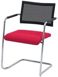 Vergaderstoel Alfa lage rug, zwarte netbespanning, slede