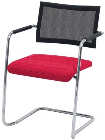 Vergaderstoel Alfa lage rug, zwarte netbespanning, slede