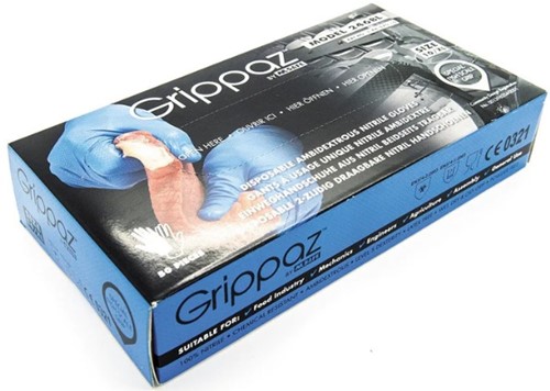 Handschoen Grippaz M-Safe, blauw, maat S pk/50