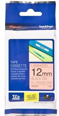 Brothertape TZE-B31 12mm zwart op oranje-2
