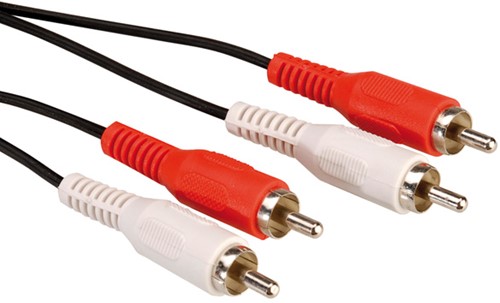 Kabel audio cinch duplex male/male  5 meter zwart