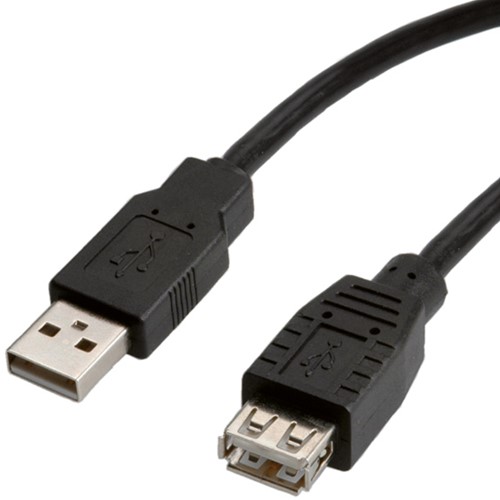 Kabel USB 2.0 A-A verleng  3 meter zwart